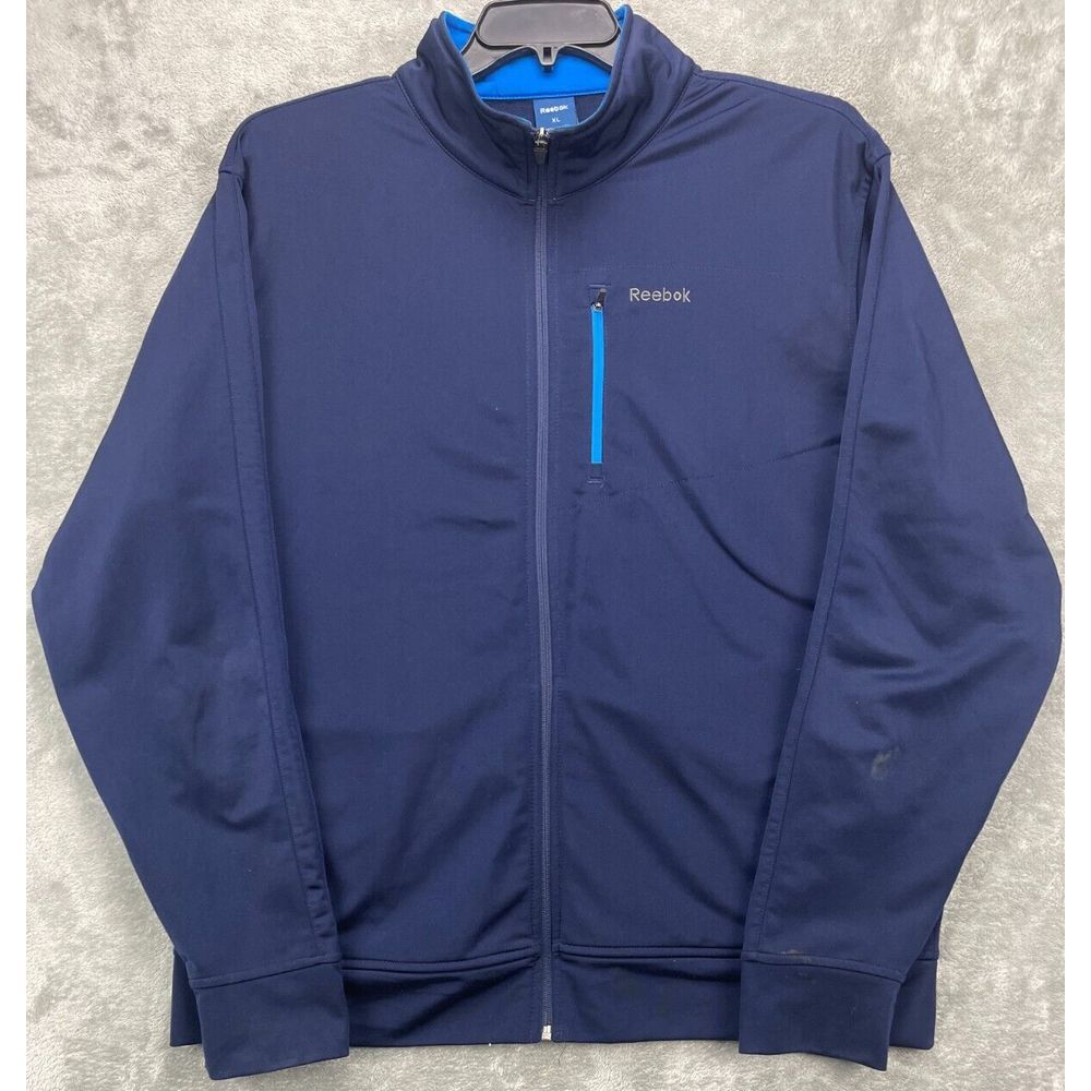Reebok Men's Track Jacket XL  Navy Blue Full Zip Pockets Logo‎